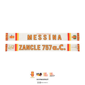 Sciarpa ufficiale S.C.C. Messina “Messina / Zancle 757 a.C.” - Bianca e Rossa